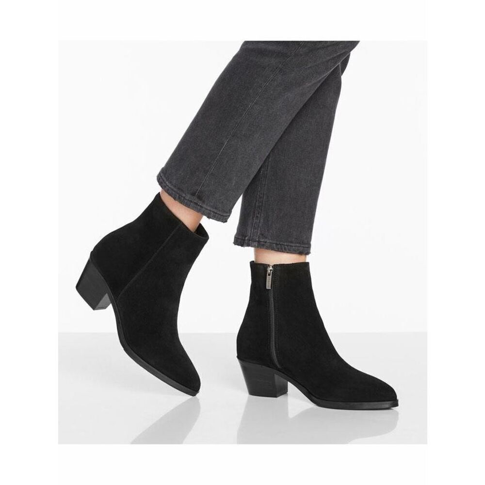 New $357 La Canadienne Paprika Bootie Black Suede Waterproof Size 10